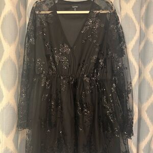 Boohoo Black Sheer Sequin Dress